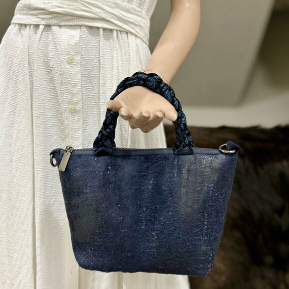 Multi Use Handmade Genuine Hair-On Calfskin & Braided Top Handle Bag/ Crossbody - Picture 2 of 16